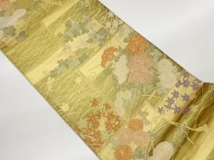 几帳に秋草模様織出し袋帯